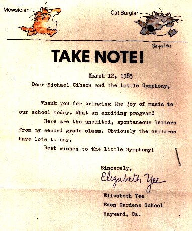 Letter from Elizabeth Yee, Teacher